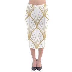 Art Deco, Beautiful,fan Pattern, Gold,white,vintage,1920 Era, Elegant,chic,vintage Midi Pencil Skirt by NouveauDesign