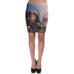 Wonderful Seascape With Mushroom House Bodycon Skirt by FantasyWorld7