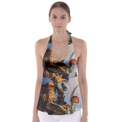 Wonderful Seascape With Mushroom House Babydoll Tankini Top by FantasyWorld7