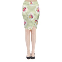 Green Shabby Chic Midi Wrap Pencil Skirt by NouveauDesign