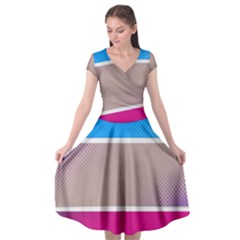 Pattern Template Banner Background Cap Sleeve Wrap Front Dress by Celenk