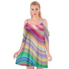 Wave Background Happy Design Cutout Spaghetti Strap Chiffon Dress by Celenk