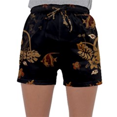 Hawaiian, Tropical Design With Surfboard Sleepwear Shorts by FantasyWorld7