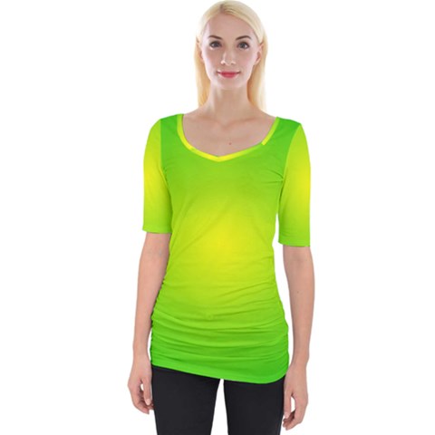 Pattern Wide Neckline Tee by gasi