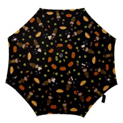 Pilgrims And Indians Pattern - Thanksgiving Hook Handle Umbrellas (small) by Valentinaart