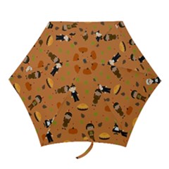 Pilgrims And Indians Pattern - Thanksgiving Mini Folding Umbrellas by Valentinaart