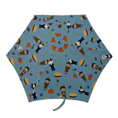 Pilgrims And Indians Pattern - Thanksgiving Mini Folding Umbrellas by Valentinaart