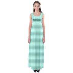 Tiffany Aqua Blue Candy Hearts On White Empire Waist Maxi Dress by PodArtist