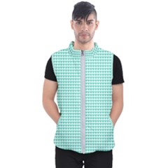 Tiffany Aqua Blue Candy Hearts On White Men s Puffer Vest by PodArtist