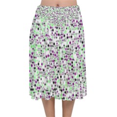 Pattern Velvet Flared Midi Skirt by gasi