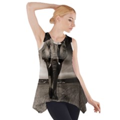 Elephant Black And White Animal Side Drop Tank Tunic by Celenk