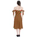 Red and Green Christmas Candycane Stripes Shoulder Tie Bardot Midi Dress View2