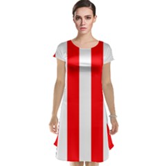 Wide Red And White Christmas Cabana Stripes Cap Sleeve Nightdress by PodArtist