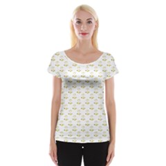 Gold Scales Of Justice On White Repeat Pattern All Over Print Cap Sleeve Tops by PodArtist
