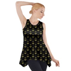 Gold Scales Of Justice On Black Repeat Pattern All Over Print  Side Drop Tank Tunic by PodArtist