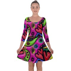 Seamless Texture Pattern Tile Quarter Sleeve Skater Dress by Celenk