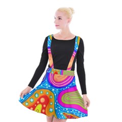 Abstract Pattern Painting Shapes Suspender Skater Skirt by Celenk