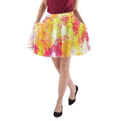 Painting Spray Brush Paint A-line Pocket Skirt by Celenk