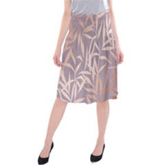 Rose Gold, Asian,leaf,pattern,bamboo Trees, Beauty, Pink,metallic,feminine,elegant,chic,modern,wedding Midi Beach Skirt by NouveauDesign