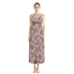 Pattern Texture Moroccan Print Button Up Chiffon Maxi Dress by Celenk