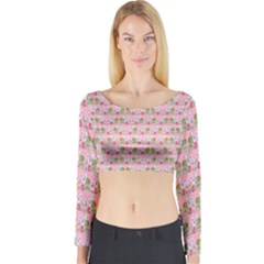 Floral Pattern Long Sleeve Crop Top by SuperPatterns