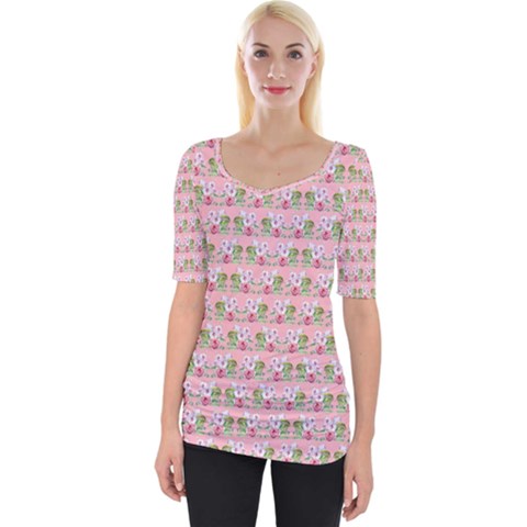 Floral Pattern Wide Neckline Tee by SuperPatterns