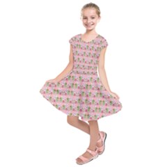 Floral Pattern Kids  Short Sleeve Dress by SuperPatterns