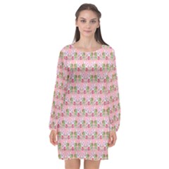 Floral Pattern Long Sleeve Chiffon Shift Dress  by SuperPatterns