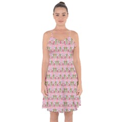 Floral Pattern Ruffle Detail Chiffon Dress by SuperPatterns