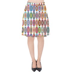 Decorative Ornamental Concentric Velvet High Waist Skirt by Celenk