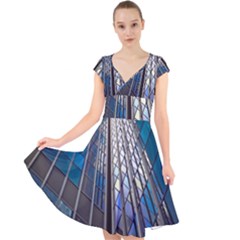Architecture Skyscraper Cap Sleeve Front Wrap Midi Dress by Celenk