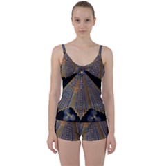 Deco Fan Tie Front Two Piece Tankini by DeneWestUK