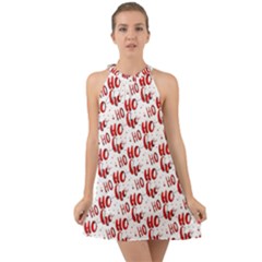 Ho Ho Ho Santaclaus Christmas Cheer Halter Tie Back Chiffon Dress by patternstudio