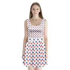 Patriotic Red White Blue Stars Usa Split Back Mini Dress  by Celenk