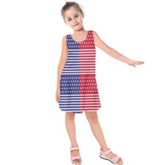 American Flag Patriot Red White Kids  Sleeveless Dress by Celenk