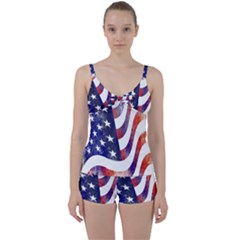 Usa Flag America American Tie Front Two Piece Tankini by Celenk