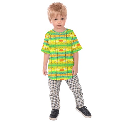 Birds Beach Sun Abstract Pattern Kids Raglan Tee by Celenk
