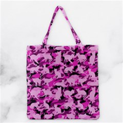 Hot Pink Catmouflage Camouflage Grocery Tote Bag by PodArtist