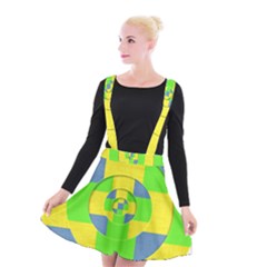 Fabric 3d Geometric Circles Lime Suspender Skater Skirt by Celenk