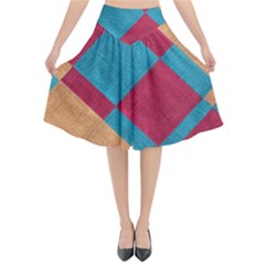 Fabric Textile Cloth Material Flared Midi Skirt by Celenk