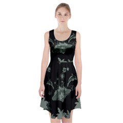 Surfboard With Dolphin, Flowers, Palm And Turtle Racerback Midi Dress by FantasyWorld7
