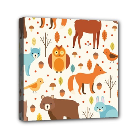 Woodland Friends Pattern Mini Canvas 6  X 6  by Bigfootshirtshop