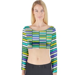Color Grid 03 Long Sleeve Crop Top by jumpercat