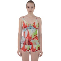 Fabric Texture Softness Textile Tie Front Two Piece Tankini by Celenk