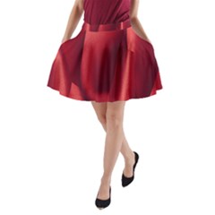 Red Fabric Textile Macro Detail A-line Pocket Skirt by Celenk