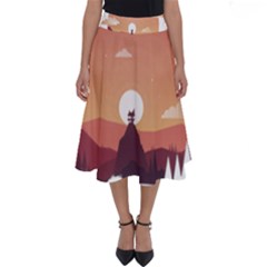 Design Art Hill Hut Landscape Perfect Length Midi Skirt by Celenk
