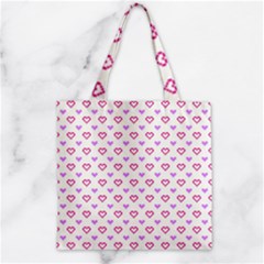 Pixel Hearts Zipper Grocery Tote Bag by jumpercat