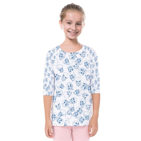 A Lot Of Skulls Blue Kids  Quarter Sleeve Raglan Tee by jumpercat