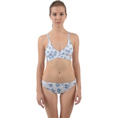 A Lot Of Skulls Blue Wrap Around Bikini Set by jumpercat