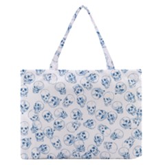 A Lot Of Skulls Blue Zipper Medium Tote Bag by jumpercat